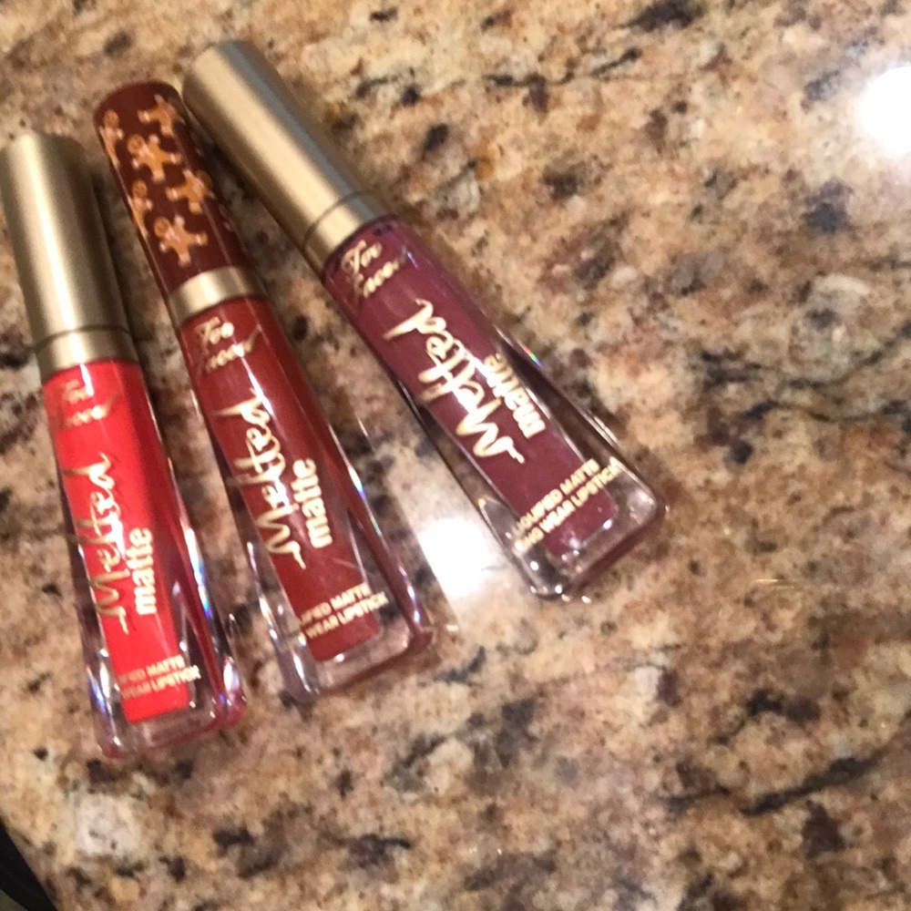 3 Too Faced Melted matte liquid lipsticks.